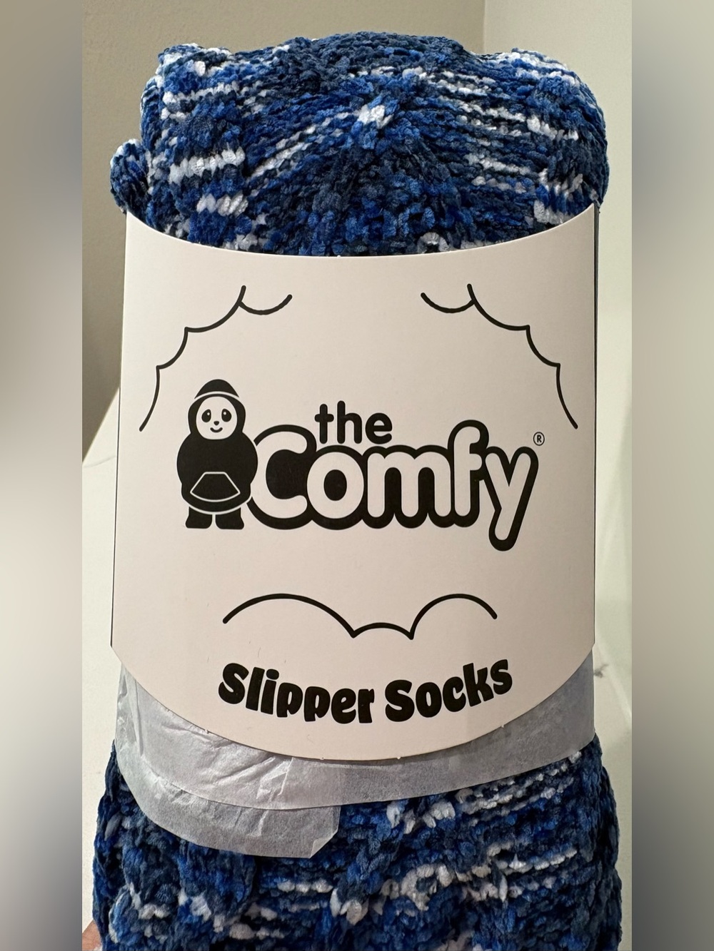 The Comfy Slipper Socks - Blue & White Cozy Knit-Brand New